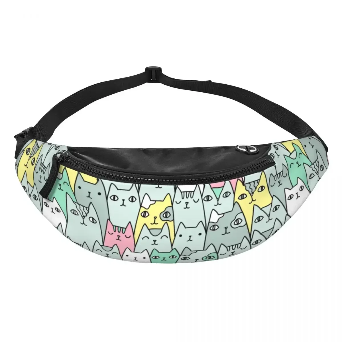 Fashion Cute Colorful Cats Fanny Pack Women Men Adorable Kittens Crossbody Waist Bag for Running Phone Money Pouch