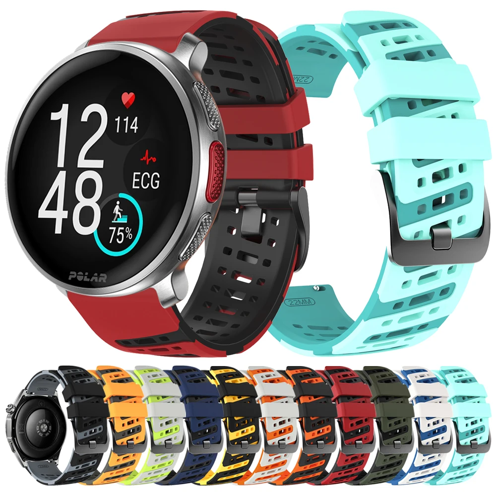 Silicone Watch Strap 22mm For Polar Vantage V3 M3 M2 M Wristband Accessories For Polar Grit X Pro Titan Soft Breathable Bracelet