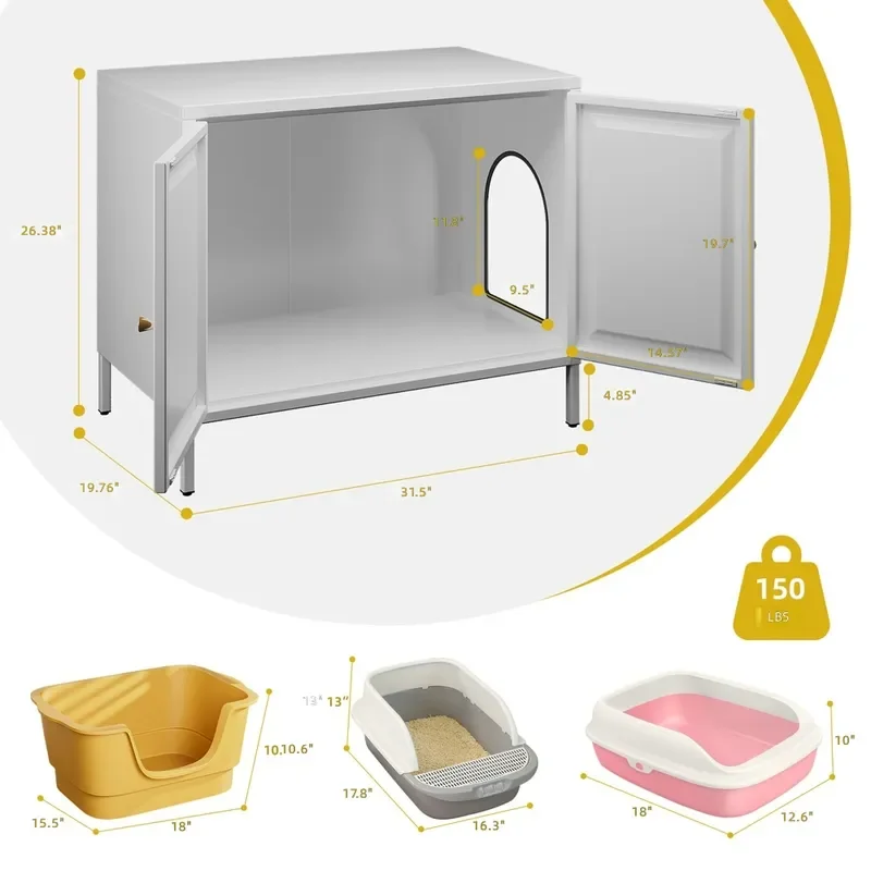 Wholesale Modern Metal Large Indoor Outdoor Pet Cat House Storage Bench Hidden Cat Washroom Box Enclosure for Bathroom