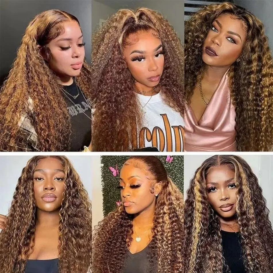Highlight Colored Invisible Drawstring Wig 360 Full Lace 400 Density Invisible Strap Jerry Curly 16-38 Inch Remy Wig Human Hair