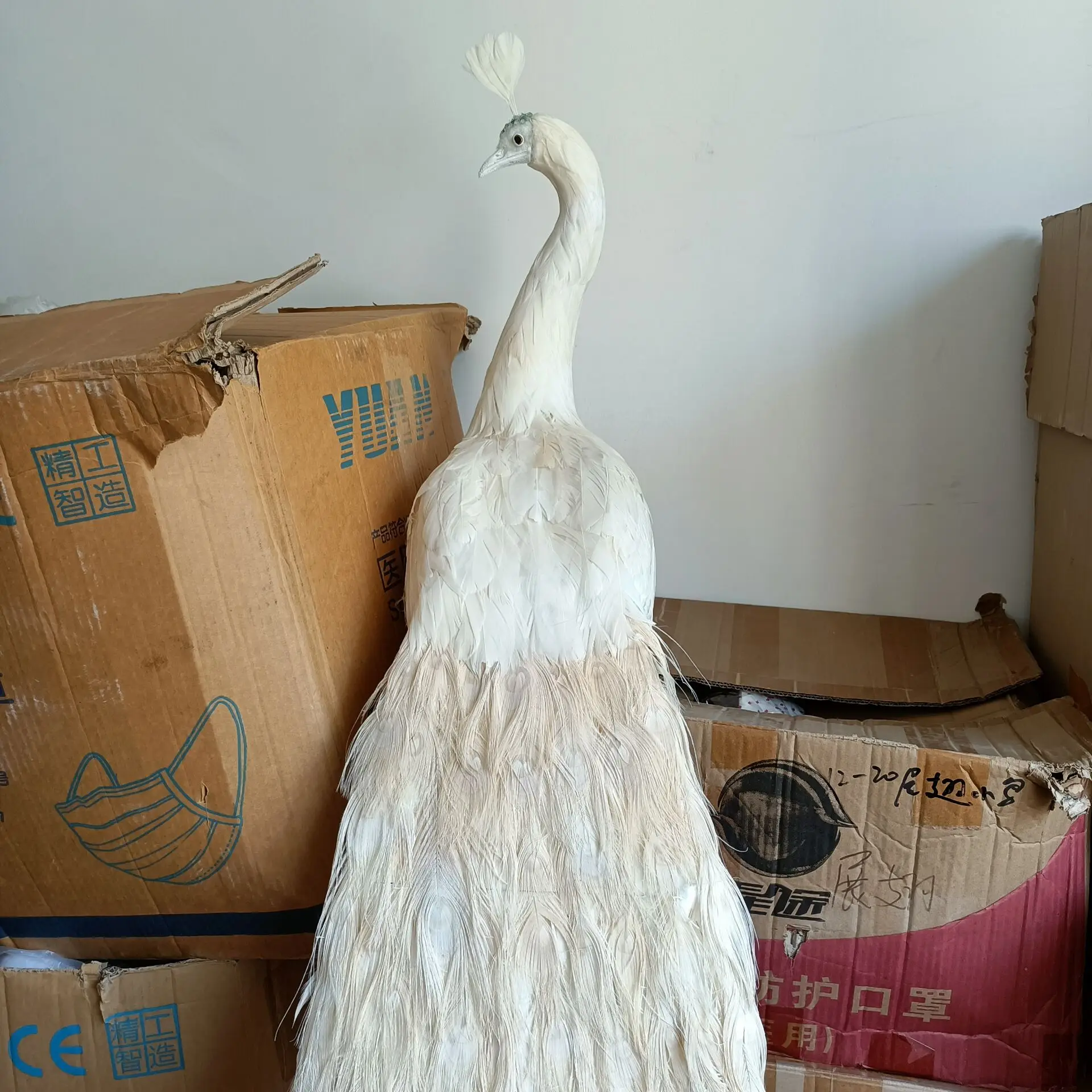 long tail white foam&feather simulation beautiful peacock model garden decoration gift about 150cm