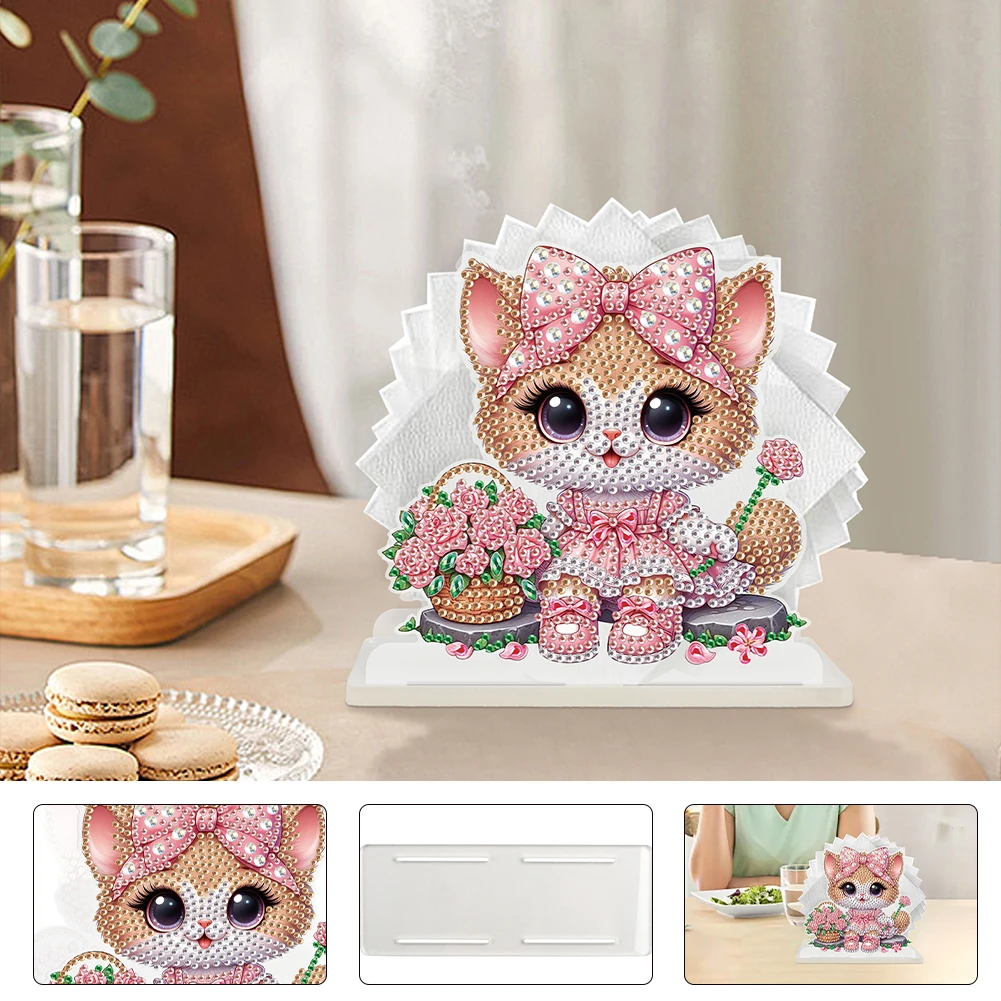 

DIY Diamond Painting Napkin Holder Kit Creative Modern Style Acrylic and Bright Diamond Art for Home Decor and Gift Idea