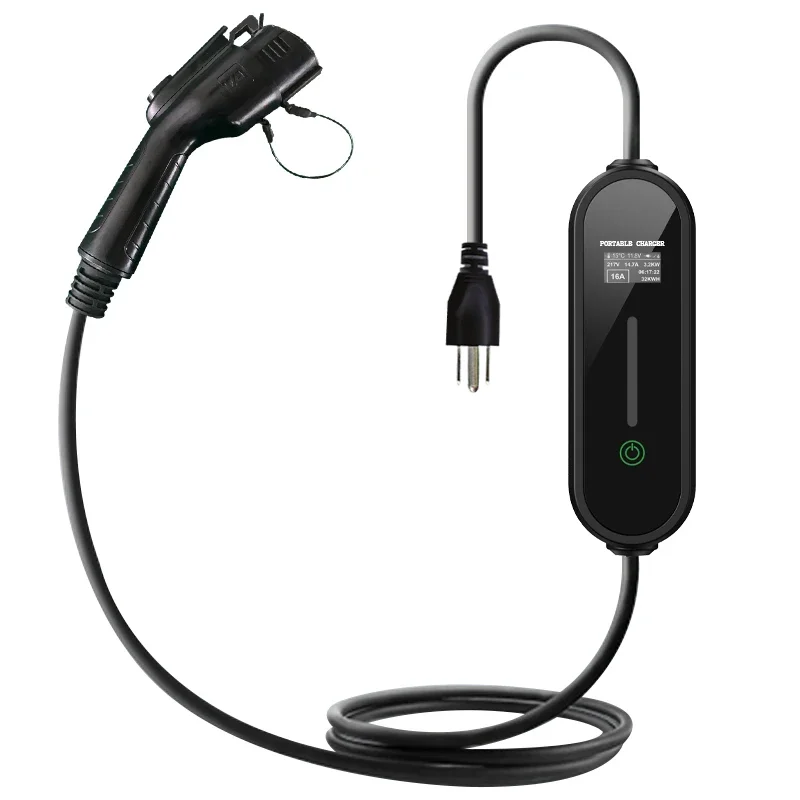 

US Standard Portable Adjustable AC EV Charging Station with LCD Type 1 J1772 7KW16A 32 A 40A 48A Portable EV Charger