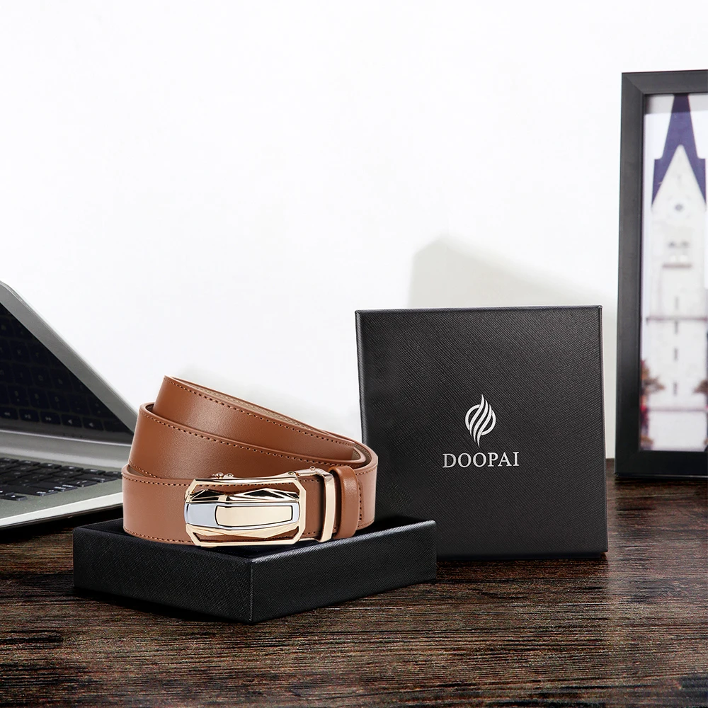 High Quality Genuine Leather Belt Metal Alloy Automatic Buckle Brand Luxury Design Waist Belts for Men Strap Male