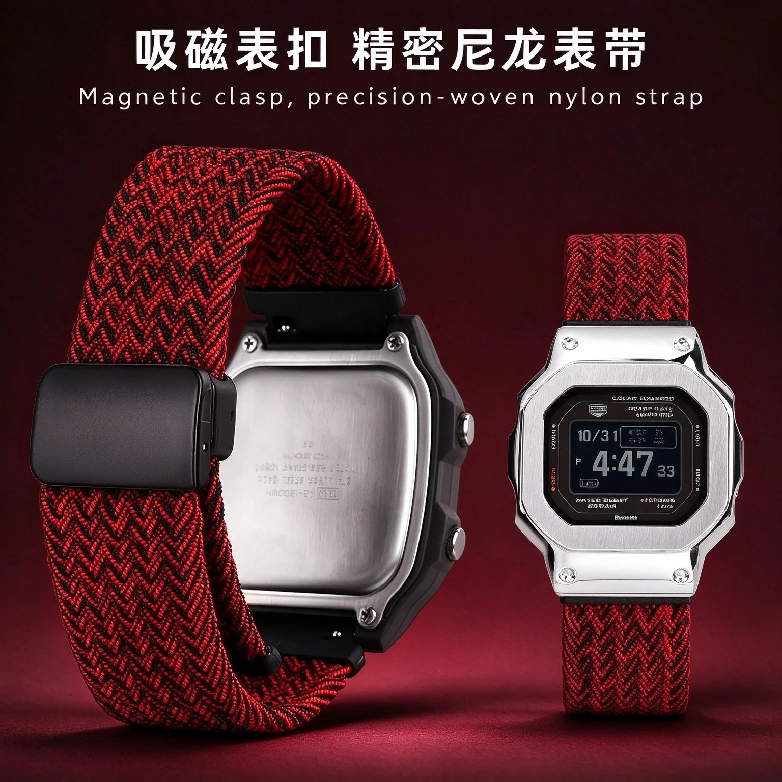 Breathable Sweat-proof Magnetic Nylon Canvas Watch Strap For Casio DW-H5600MB Module 3516 Sports Replacement Band 18mm