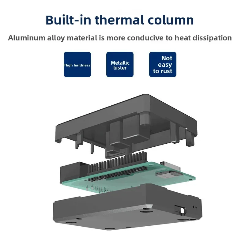 4B Heat Dissipation Metal Case, Aluminum Alloy Protective Shell for Raspberry Pi 4 Main Board