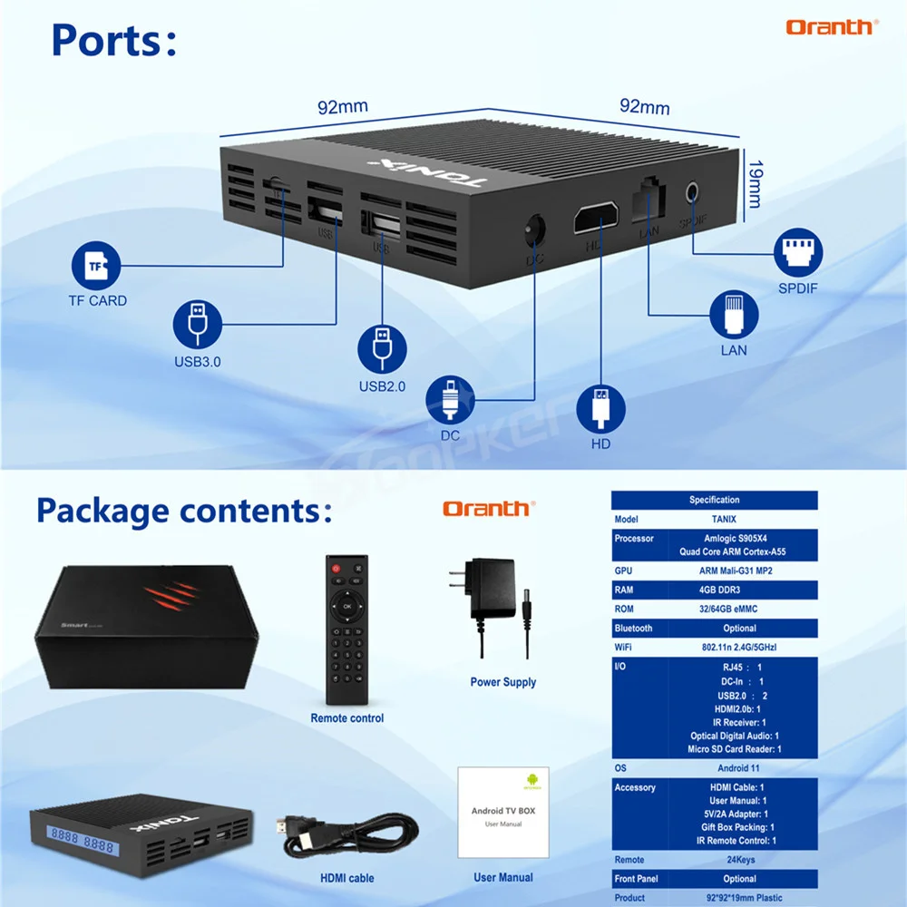 Tanix X4 الذكية صندوق التلفزيون Android11 Amlogic S905X4 4G32GB 8K AV1 ميديا بلاير 2.4G 5G ثنائي واي فاي BT جوجل التحكم الصوتي مجموعة صندوق فوقي