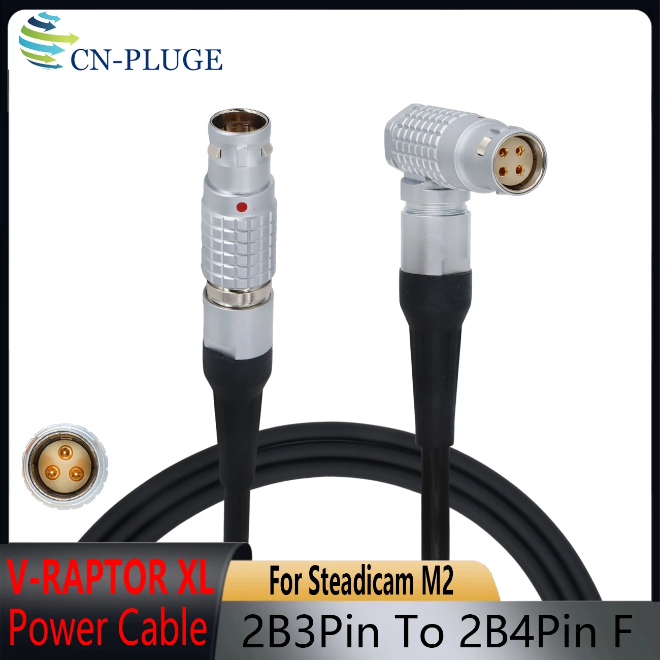 For Steadicam M2 DC2B 3Pin 24V To RED V-RAPTOR XL  Camera 2B 4Pin Power Cable