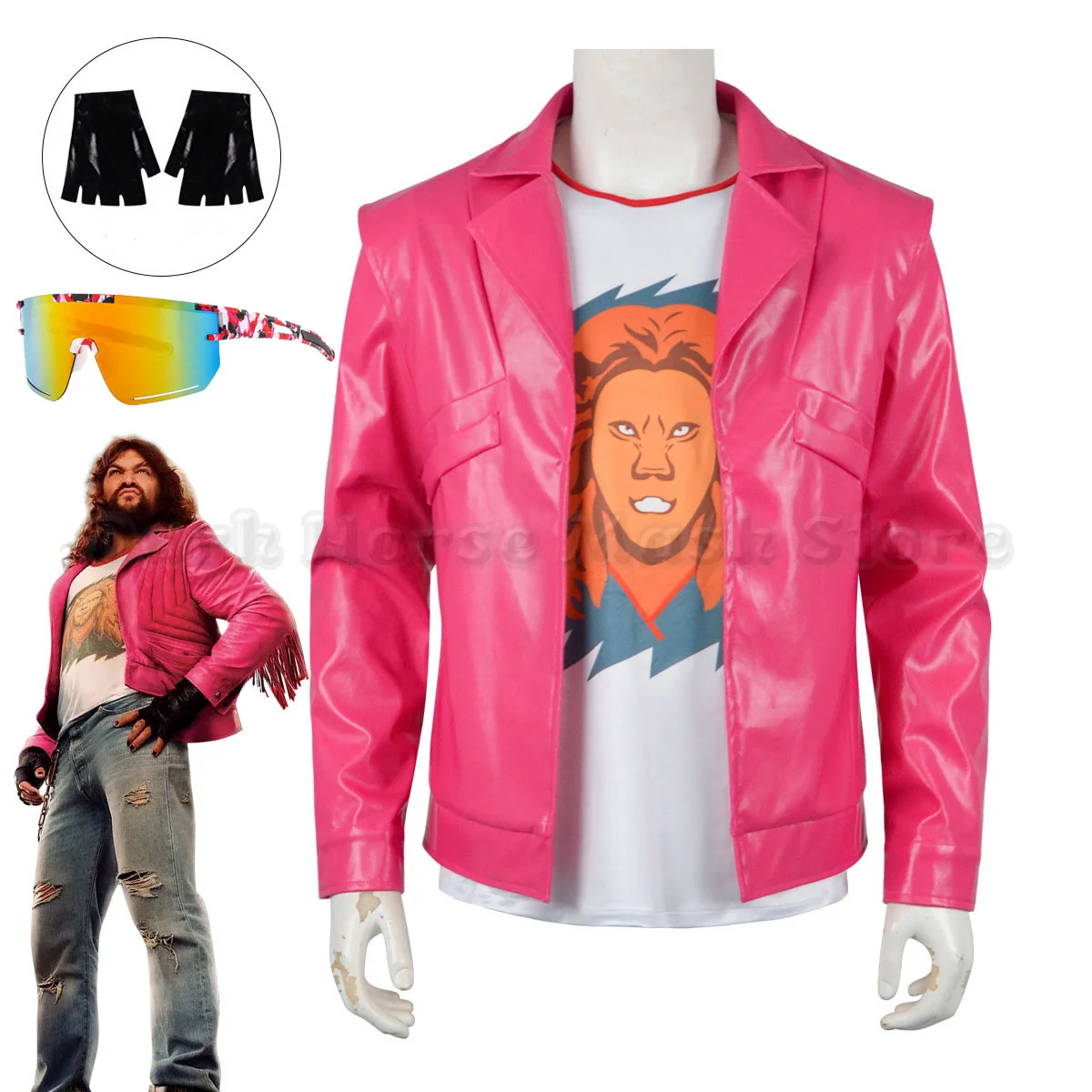 Anime Garrett Garrison Cosplay Kostüme Film-Charakter-Uniform Halloween Karnevalskostüm Der Müllmann Rosa PU-Jacke