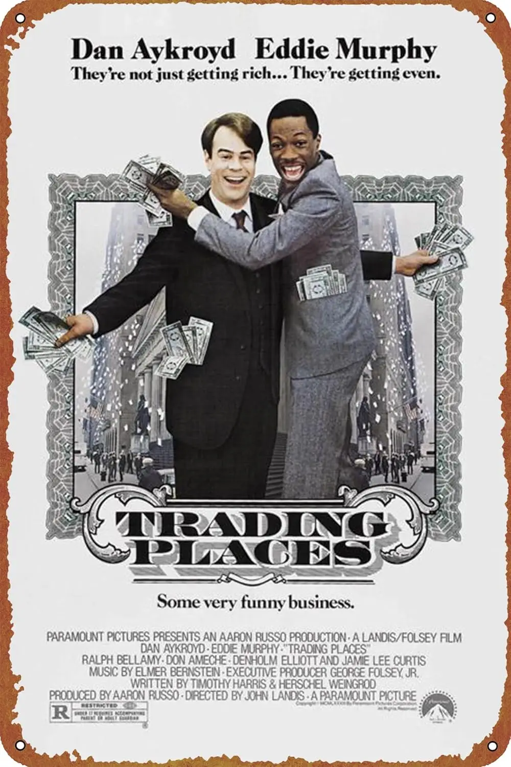 Trading Places Tin Sign Decoration Vintage Metal Movie Poster Signs Wall Decor 8x12 Inch