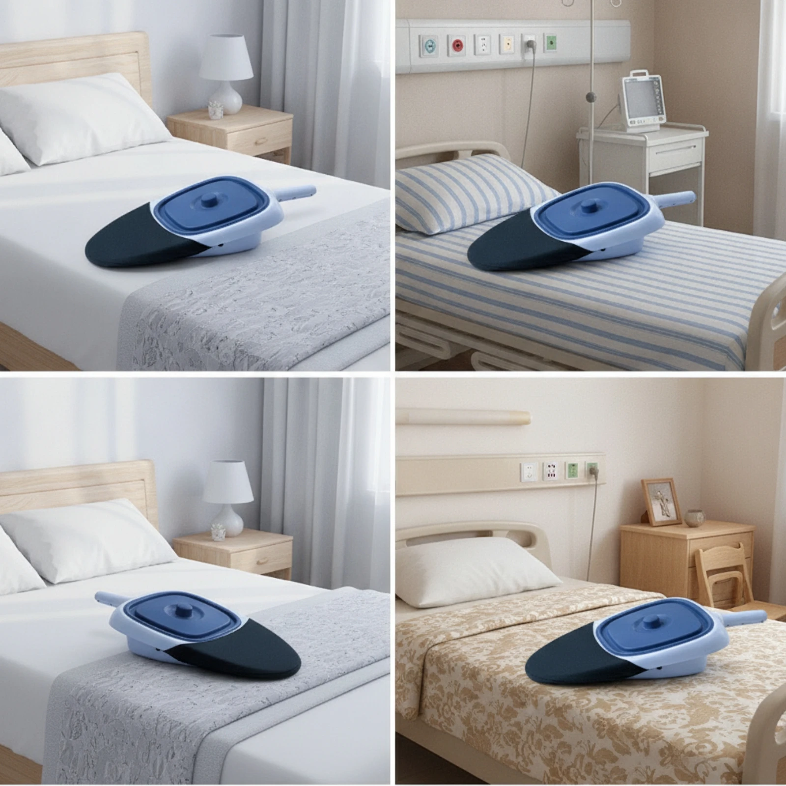Bedpan with Handle Plastic Bedpan with Lid Easy to Clean Sturdy for Patients, Bedside, Home Care