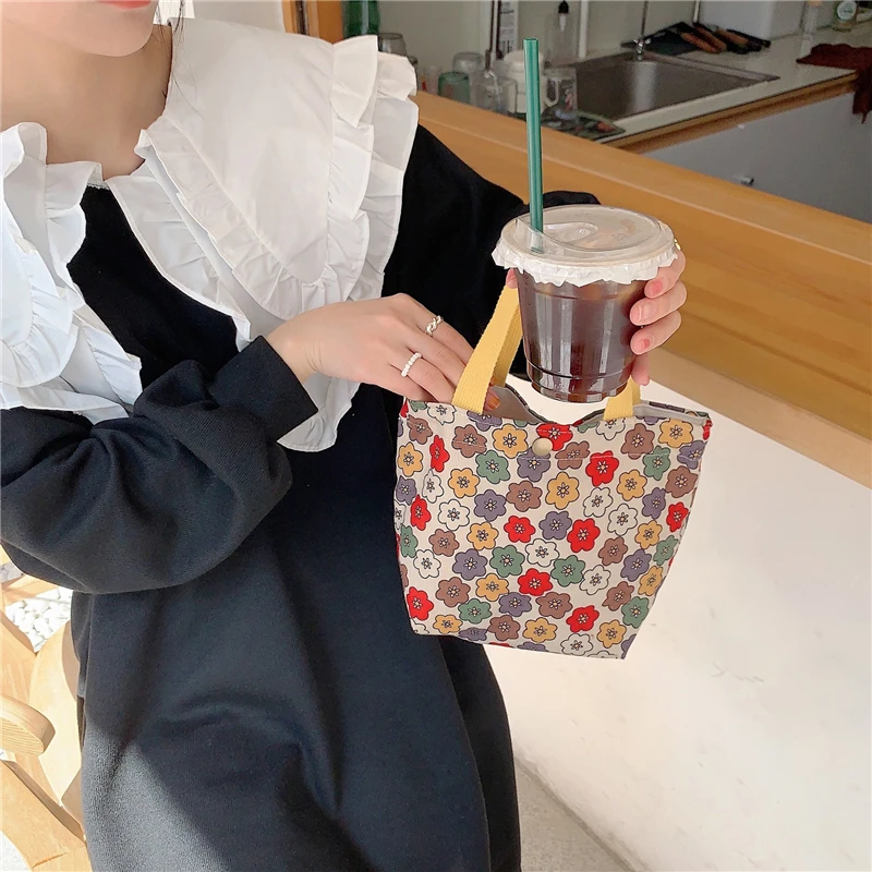 Corduroy Handheld Bag Women New Retro Handheld Multi-functional Bag Personalized Lunch Bag Gift Bag Commuter Student Bento Bag