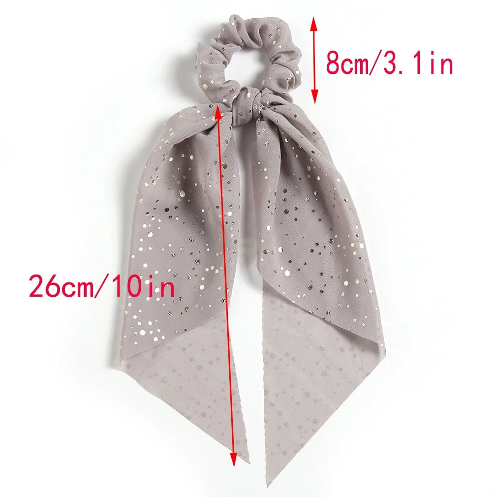 Pferdeschwanz-Haarschal, Haargummis, Haar-Accessoires, einfache Haargummis mit langem Band, Chiffon-Blumendruck, süße elastische Haarbänder – Detail 4