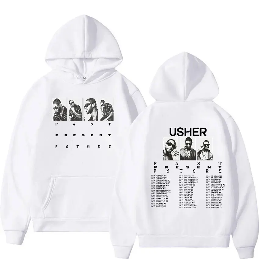 Rapper Usher Past Present Future Tour 2024 Album Hoodie Men's Hip Hop Fashion Retro Pullover Sweatshirt Unisex Gothic Streetwear