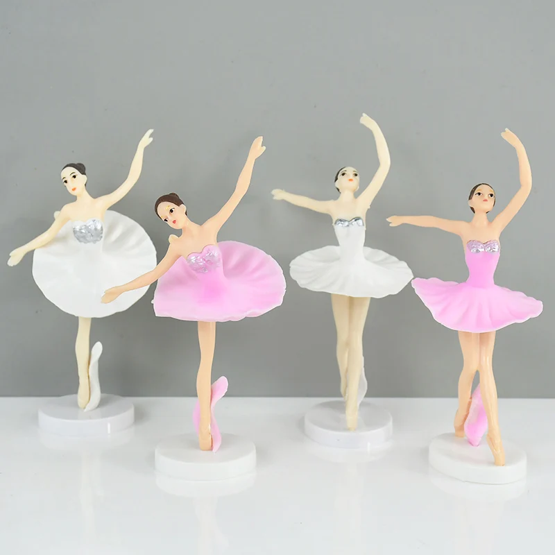 3Pcs Pink Dancing Ballerina Girl Figurine Ballerina Girl Collection Playset Doll Toy Ballerina Girl Dollhouse Cake Topper Decor