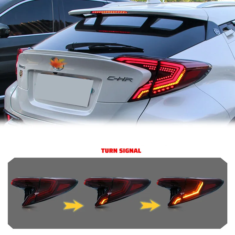 Pair LED Red Rear Lamp Tail Light Assembly For Toyota C-HR 2018-2020 Modified Back Lights Left Right Side Taillight 610-R