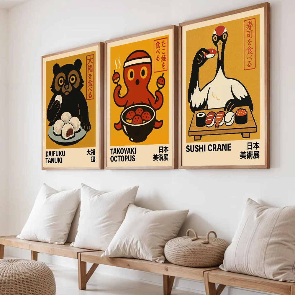 Anime Print Japanese Wall Art Poster Takoyaki Octopus Graphic Ukiyo-E Decor Food Japan Canvas Paitning Kitchen Prints Home Decor