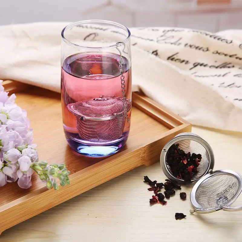 مصفاة توابل الشاي، كرة توابل شبكية، كرة عشبية من الفولاذ المقاوم للصدأ، قفل غلاية الشاي