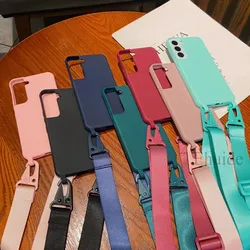 Strap Case For Samsung Galaxy A54 A36 A17 A55 A16 S24 Ultra S26 S23 FE S25 Plus Shoulder Crossbody Lanyard Neck Silicone Cover