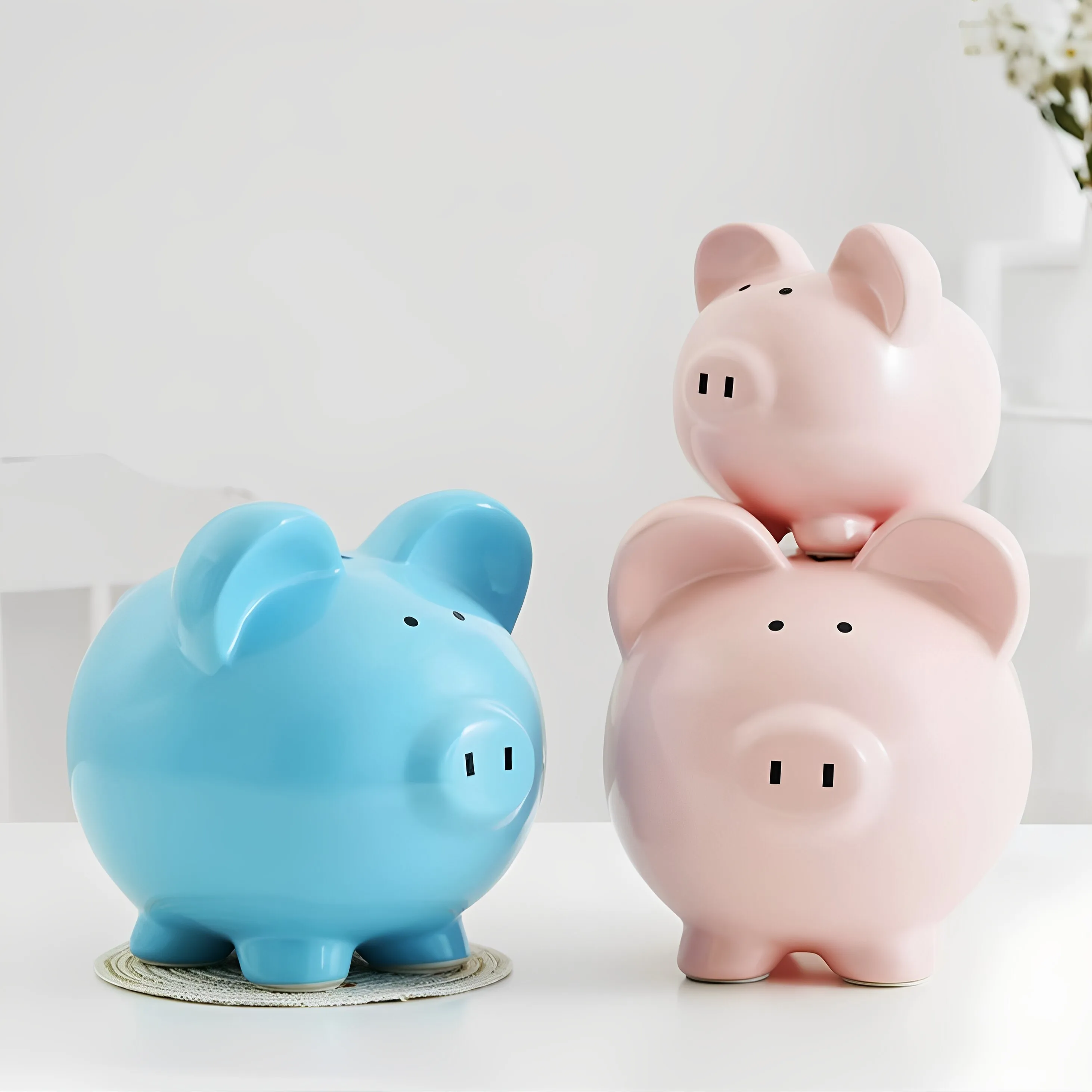 White Ceramic Piggy Bank - Cartoka