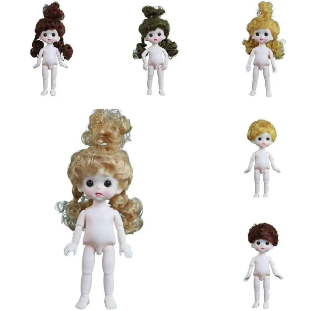 

Mini Doll Toy Beautiful 1/8 BJD Movable Joint Doll Body Moveable DIY Nude 13 Joints Doll 16cm 3D Doll Head with Hair Children