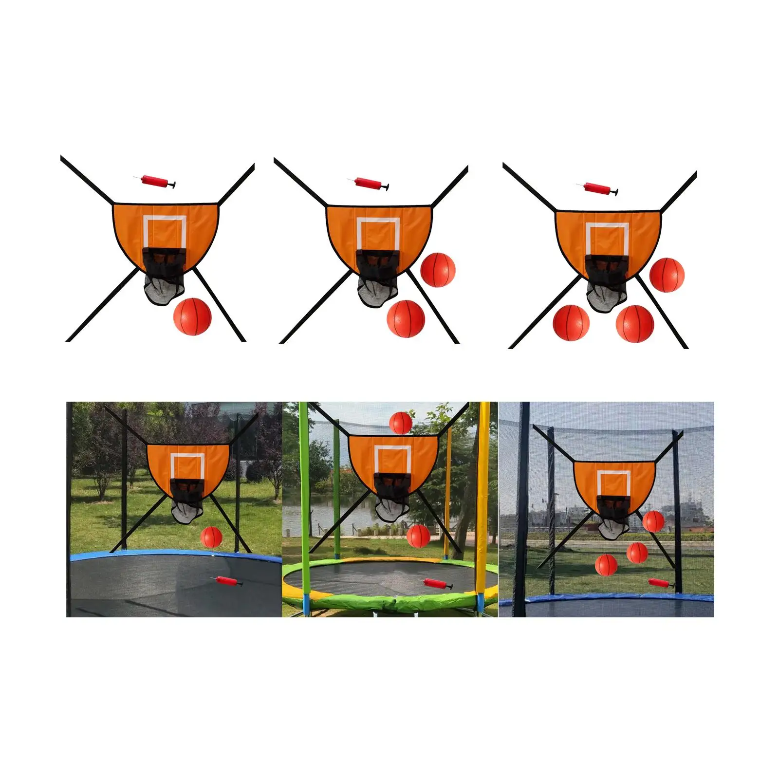 Aro de baloncesto trampolín para niños adultos soporte de baloncesto universal naranja