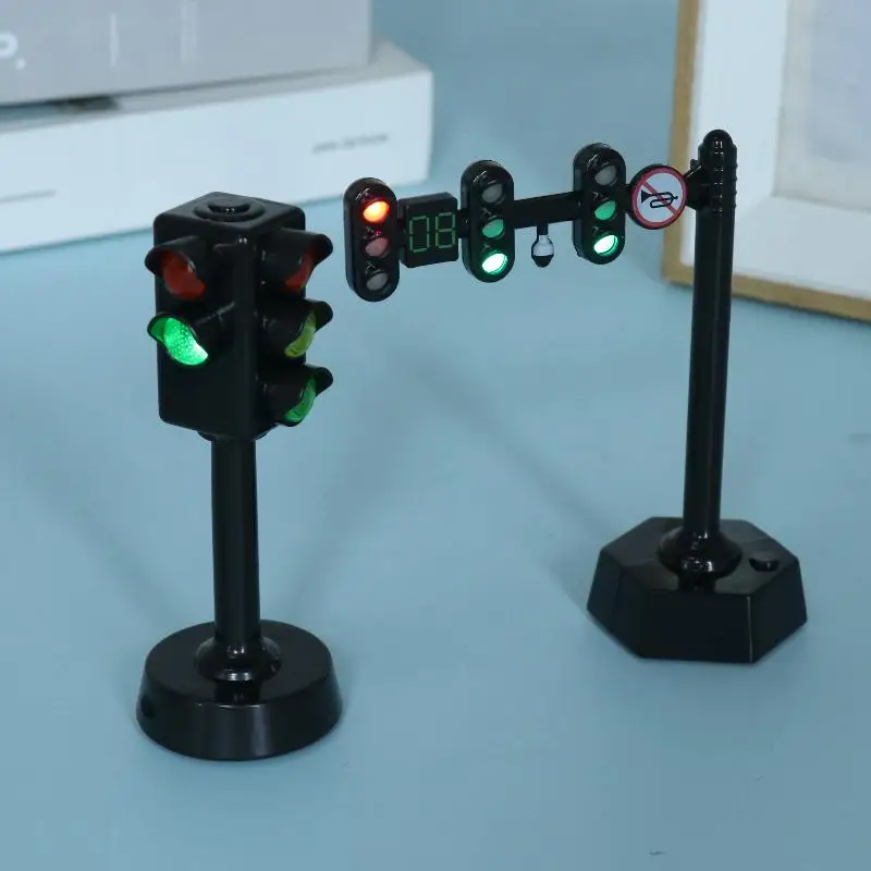 Juego de luces de freno para niños pequeños, juguetes educativos de seguridad, semáforo, accesorios de rompecabezas, señal de tráfico de escena con luz y sonido, 1 Juego