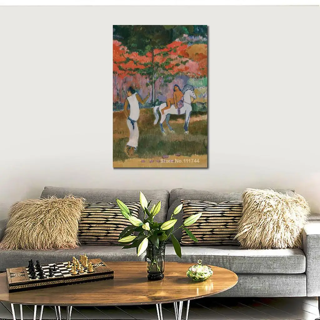 

Femme Et Cheval Blanc Paul Gauguin Famous Paintings Oil Canvas Reproduction High Quality Hand Painted