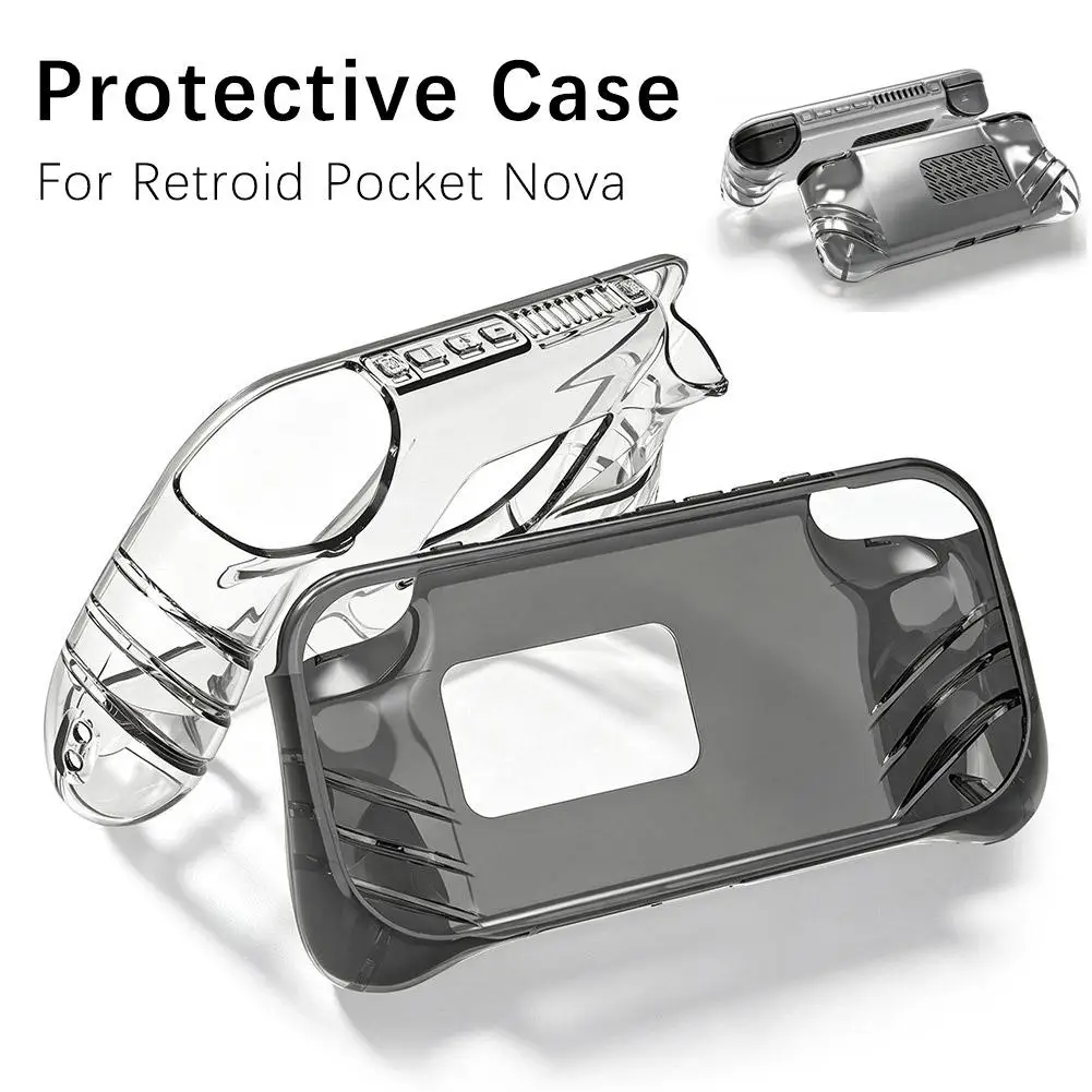 TPU Clear Case for Retroid Pocket Nova Transparent Soft Protective Cover, Shockproof Grip Shell for Handheld Game Console