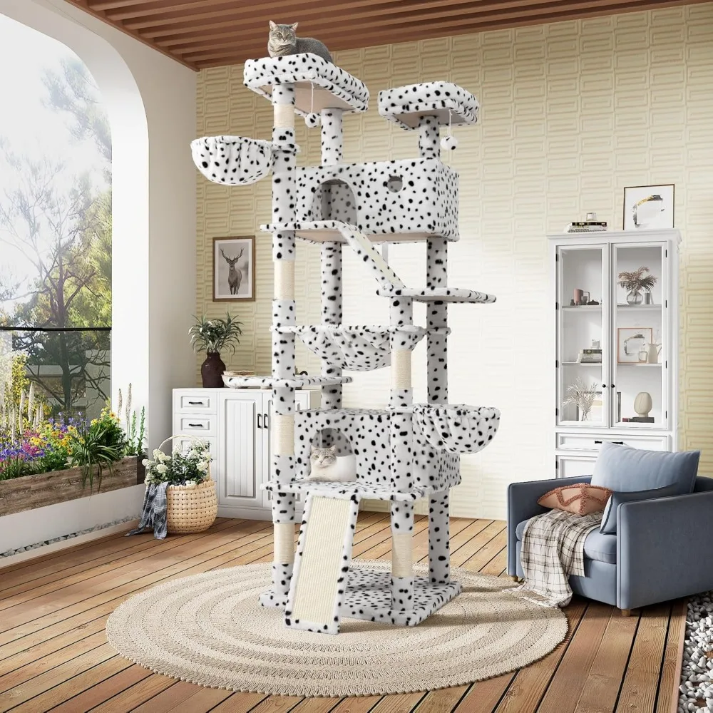 

LUCK SHA CERLIN 81in Multi-Level Tall Cat Tree Tower For Indoor Kitties/Larger Cat Condo Furniture With Hammock/Cozy Pussycat