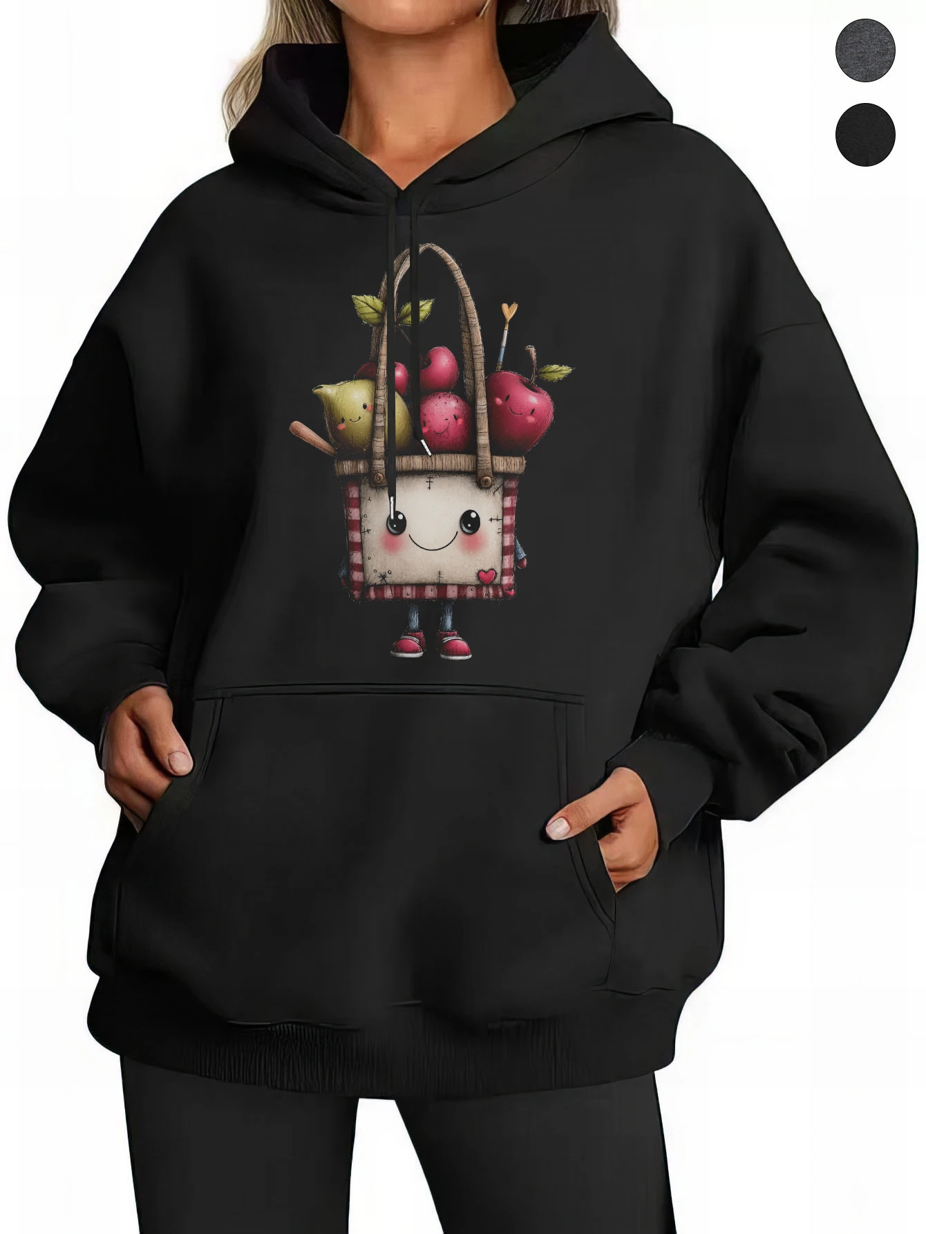 Bluzy unisex w stylu retro pop, czarno-szare, bawełniane, o luźnym kroju, idealne na jesień/zimę, wygodne i sportowe.