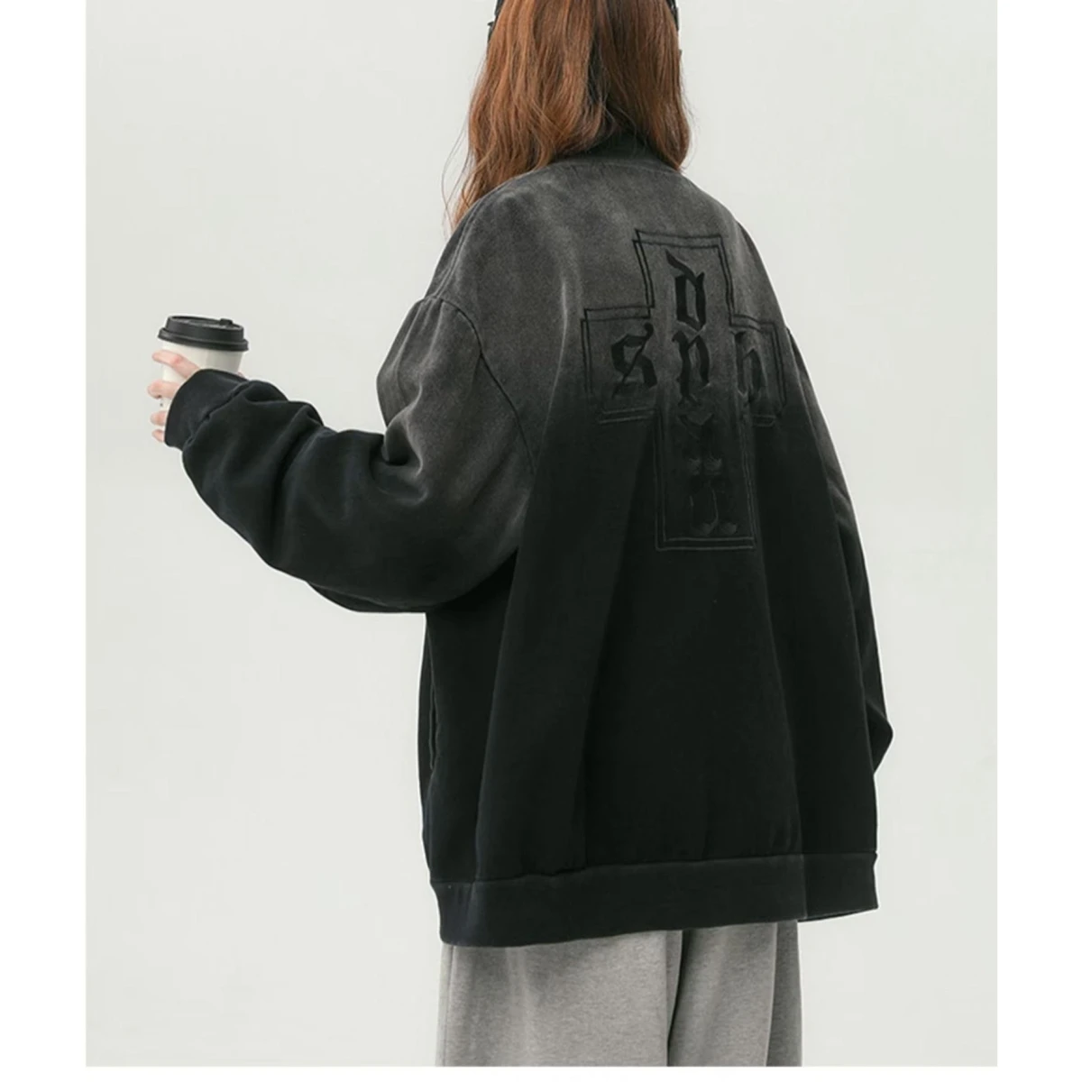 

Vintage Hip Hop Embroidered Letter Stand Collar Jaet Baseball Vest Faionable Youth Polyester Outerwear for Men