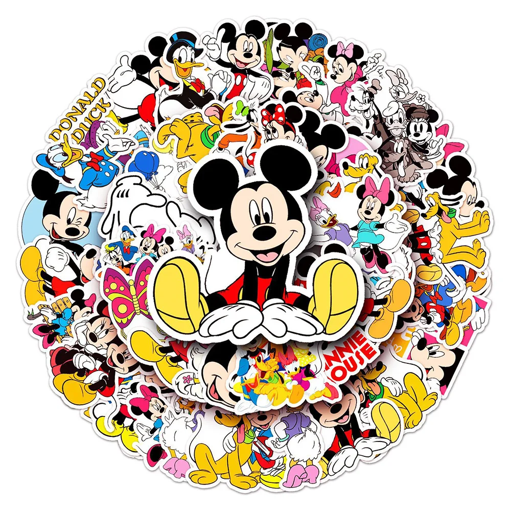 10/30/50PCS Disney Mickey Mouse Stickers DIY Laptop Notebook Skateboard Guitar Waterproof Graffiti Cartoon Kids Sticker Toy Gift