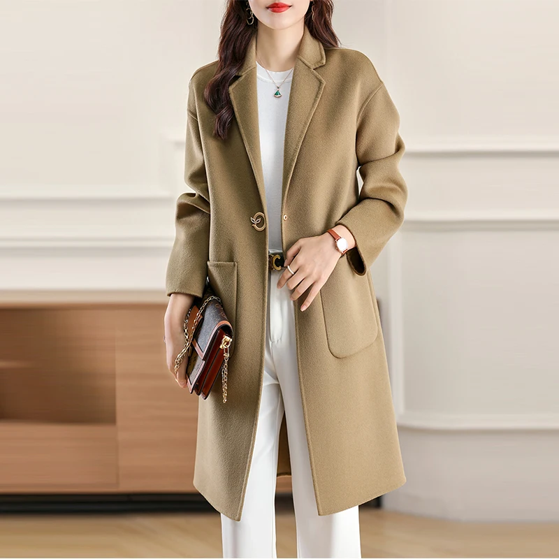 

High-End Double-Sided Cashmere Coat Women's Long Section Autumn And Winter New Double-Sided Woolen Coat Loose Woolen Coat