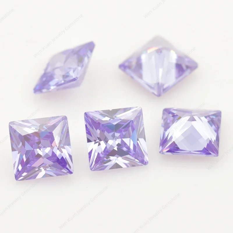 Cubic Zirconia Stone 2x2~14x14mm AAAAA Multicolor Square Shape Princess Cut Loose CZ Stones Synthetic Gems Beads For Jewelry