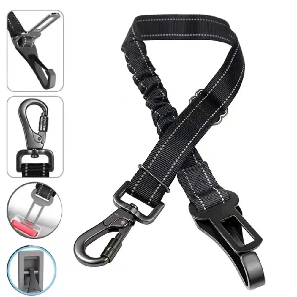 Adjustable Pet Dog Car Seat Belt Safety Leash Vehicle Belts Reflective Nylon Rope Harness Dog Accessories for Small Large Dogs