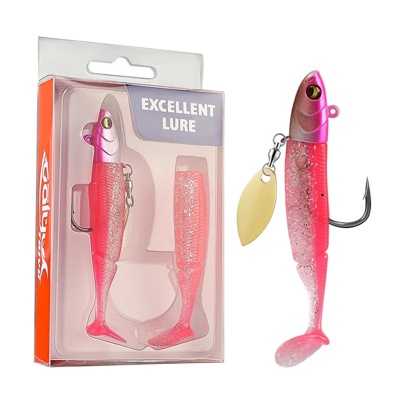 バイオニックベイト 海釣り用餌 暗闇で光るTテール鉛ソフトベイトセット 9.5cm20g シングルフック シミュレーションベイト