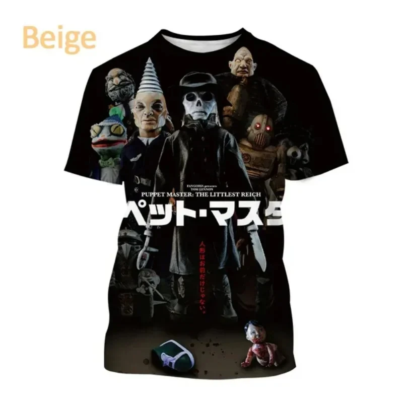 Horror Movie Puppet Master 3D Print o-collo Tshirt uomo moda Casual manica corta Hip Hop oversize Y2K abbigliamento Unisex