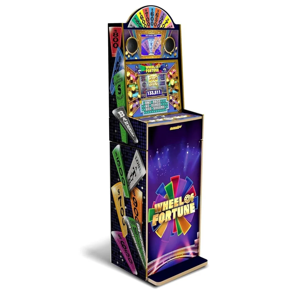 

Wheel of Fortune Casinocade Deluxe Arcade Game 5 Foot Tall Stand Up Cabinet with 8 Inch Dual LCD Screens, Electronic Games