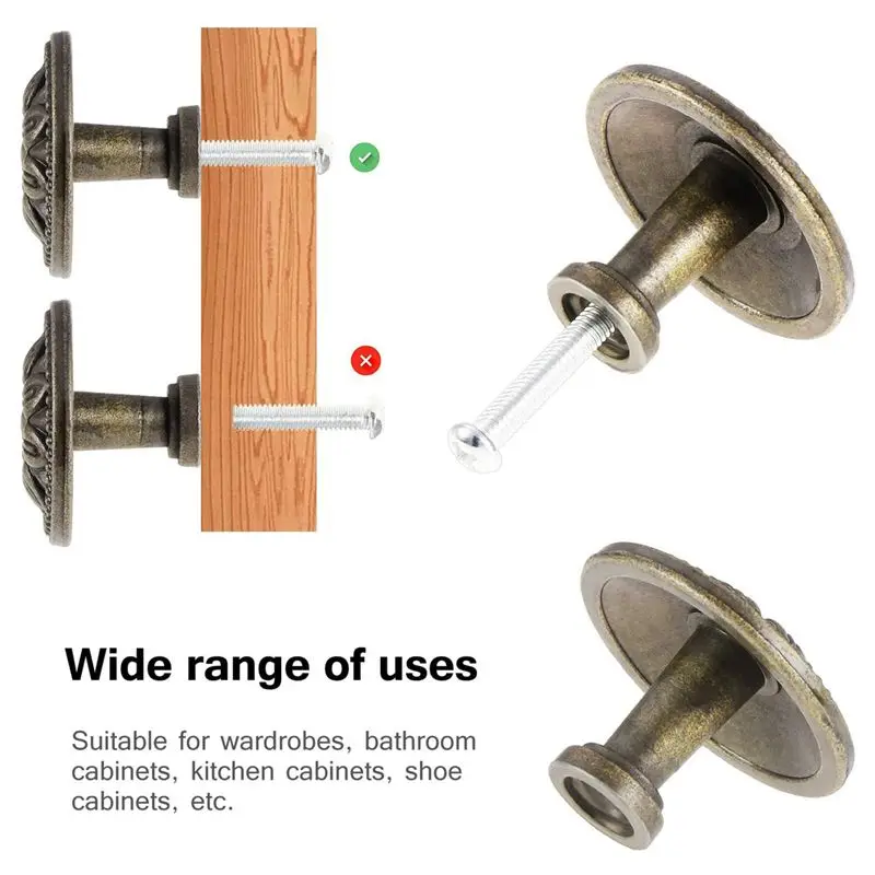 DT17 30PCS Vintage Antique Round Knob Handle with Pattern for Furniture Kitchen Cupboard Drawer