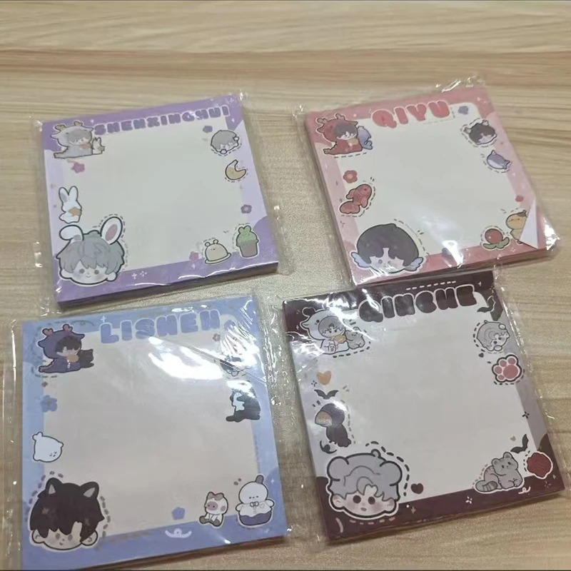 4Pcs Love and Deepspace Game Anime Memo Pad Scrapbooking Diy Diary Xavier Zayne Rafayel ralayo Sylus Qin Che Qi Yu Sticky Note