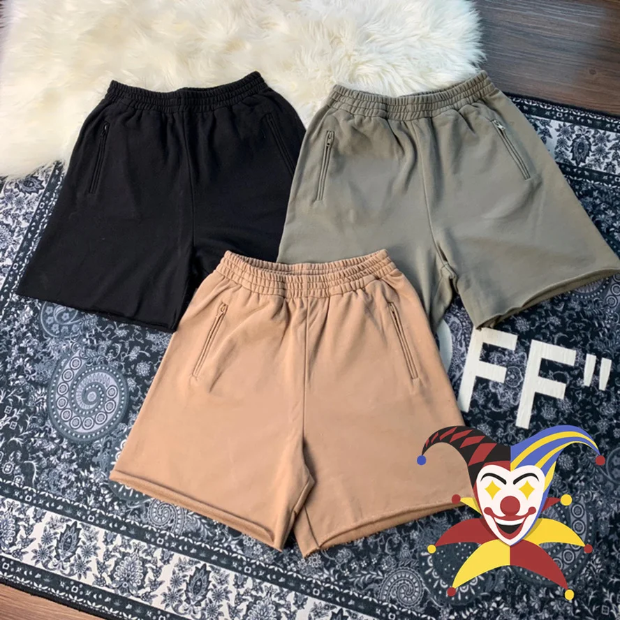 

Season 6 Shorts Kanye West Blank Shorts Men Women Zipper Pockets Terry Cotton Solid Ye Breeches