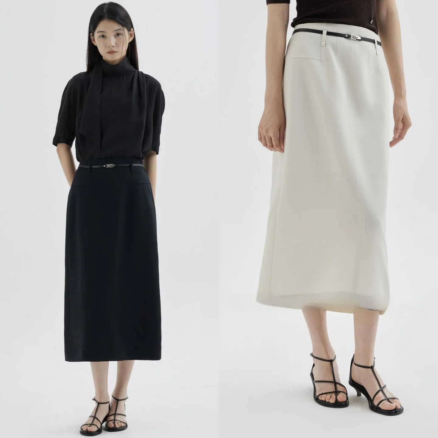 Elegant High Waist Asymmetrical Half Skirt for Women Simple Straight Cut Commute Friendly Slimming Korean Style Zipper Detail