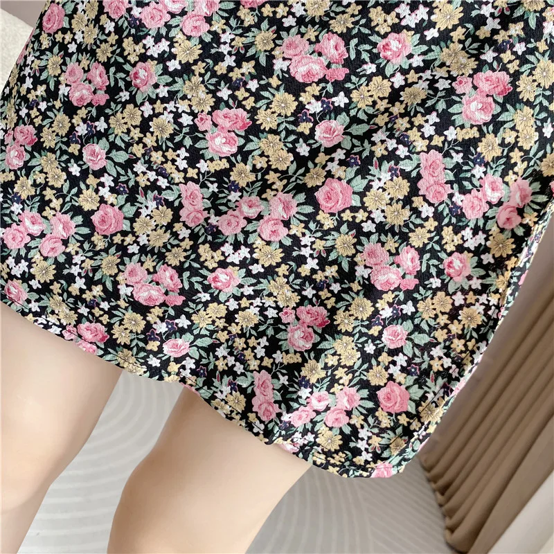 Falda acampanada de cintura alta con cinturón y estampado Floral V-Ne ort Sve Dr ajustada para mujer primavera verano otoño