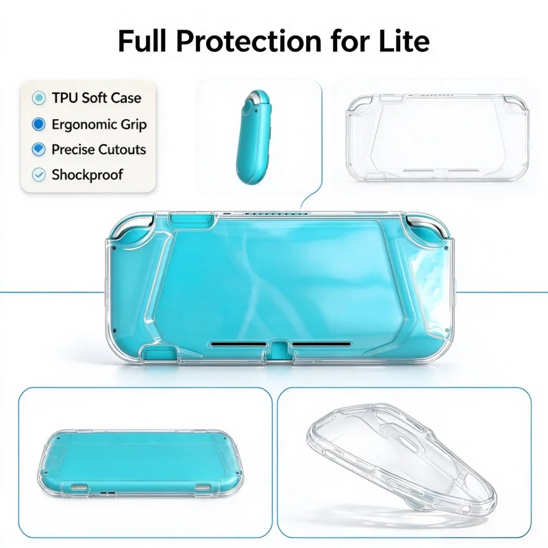For Lite All-in-one TPU Transparent Protective Case; Ergonomic Grip Design; Full-coverage Anti-drop Soft Shell; Precise Cutouts