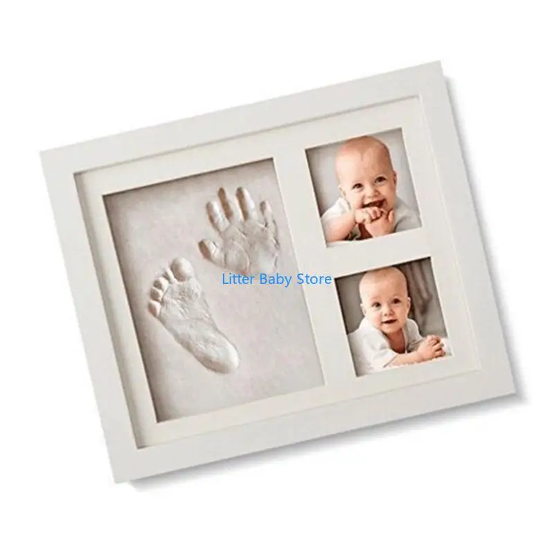 N80C الوليد الرضع بصمة بصمة الخشب إطار الصورة صور الحلي عيد ميلاد الطفل تذكار دش هدية #3