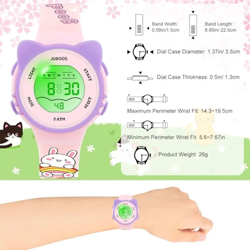 Socico Kids Waterproof Watch 7 Color Light Alarm Alarm & Stopwatch, Great Presents for Ages 5-13 view 6