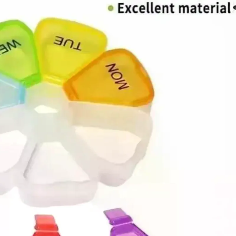Colorful Pill Box 7 Independent Compartments Clear Date Marks BPA Free Portable Medicine Holder for Daily Travel Use
