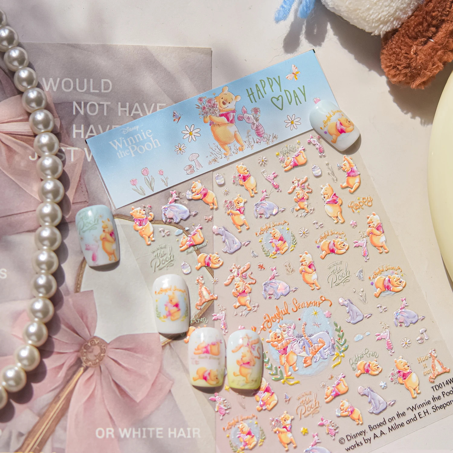 

1PCS 5D Embossed Disney Series Mickey Mouse Donald Duck Nail Art Accessories Cute Cartoon Characters Winnie the Pooh Nail Parts