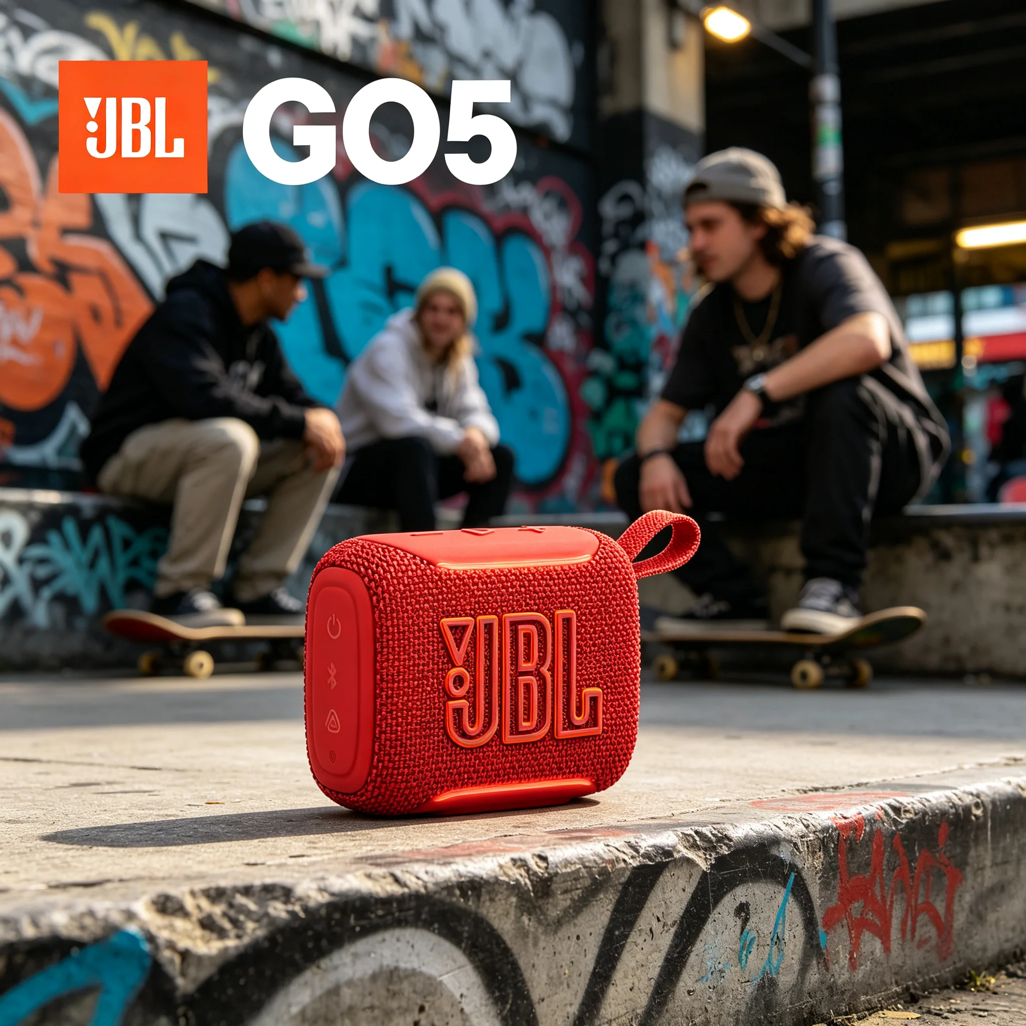 JBL GO5 Compact Portable Speaker, Deep Bass Sound, Ambient Light Effect, Pocket Carry Design for Sports and Camping Party